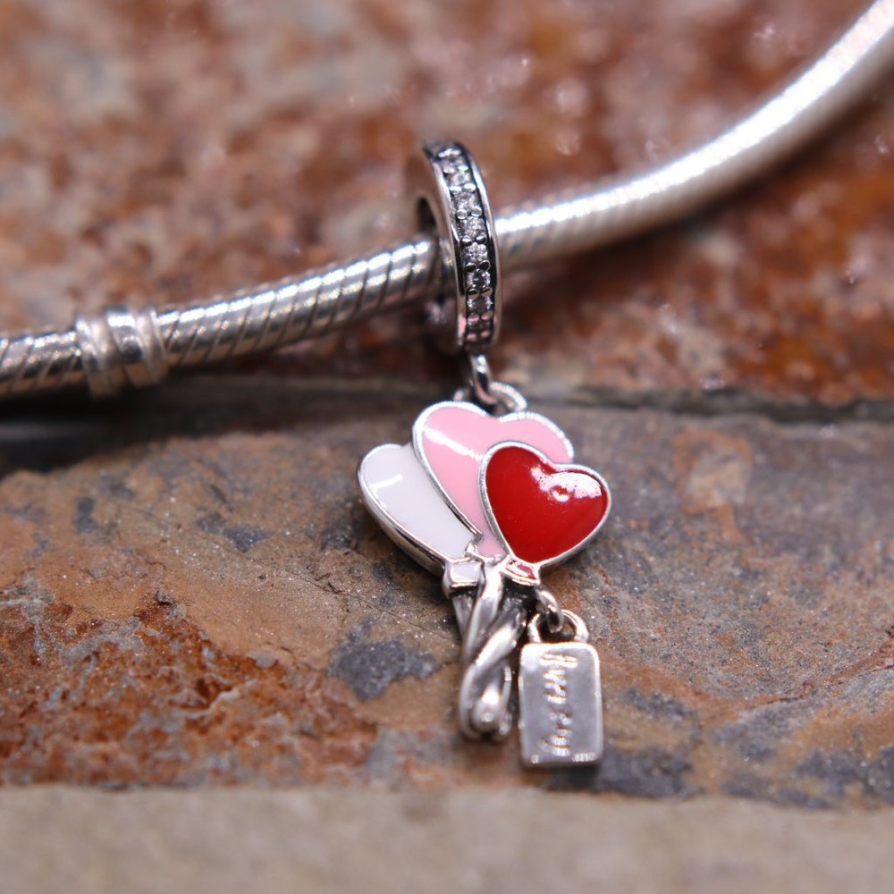 Happy Bday Balloon Dangle Bracelet Charm - S925 Sterling Silver Fits Pandora - Picture 2 of 6